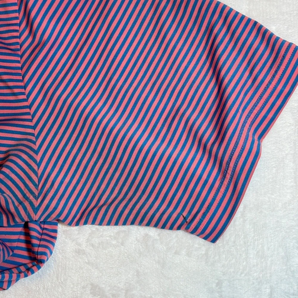 FootJoy‎ Mens Striped Polo Shirt Large Pink & Blue Golf FLAWS - Picture 12 of 13